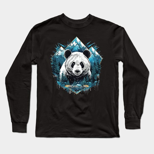 Panda bear Long Sleeve T-Shirt by GreenMary Design